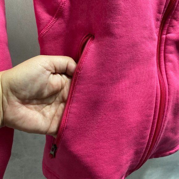 UNDER ARMOUR Hot Pink Purple Accents Zip Long Sleeve Fleece Jacket Womens Medium - Picture 7 of 16